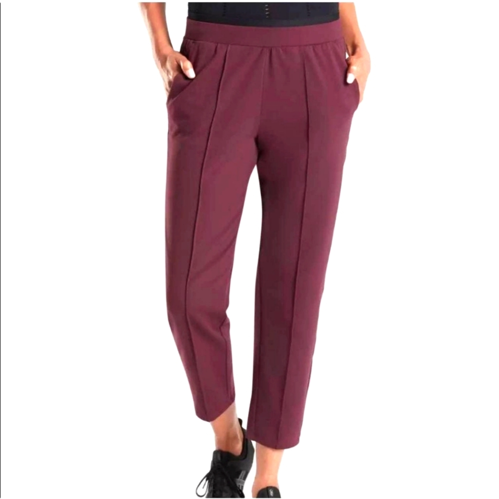 Athleta Women's Venice Heathered Pintuck Maroon Pant SizebSmall